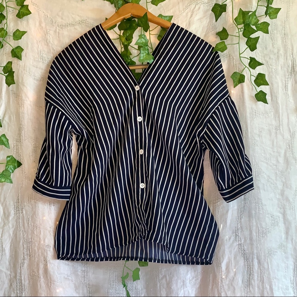 Navy blue striped blouse